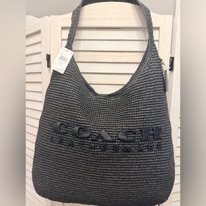 NWT Coach Black Straw/Woven Brooklyn 39 with dust bag